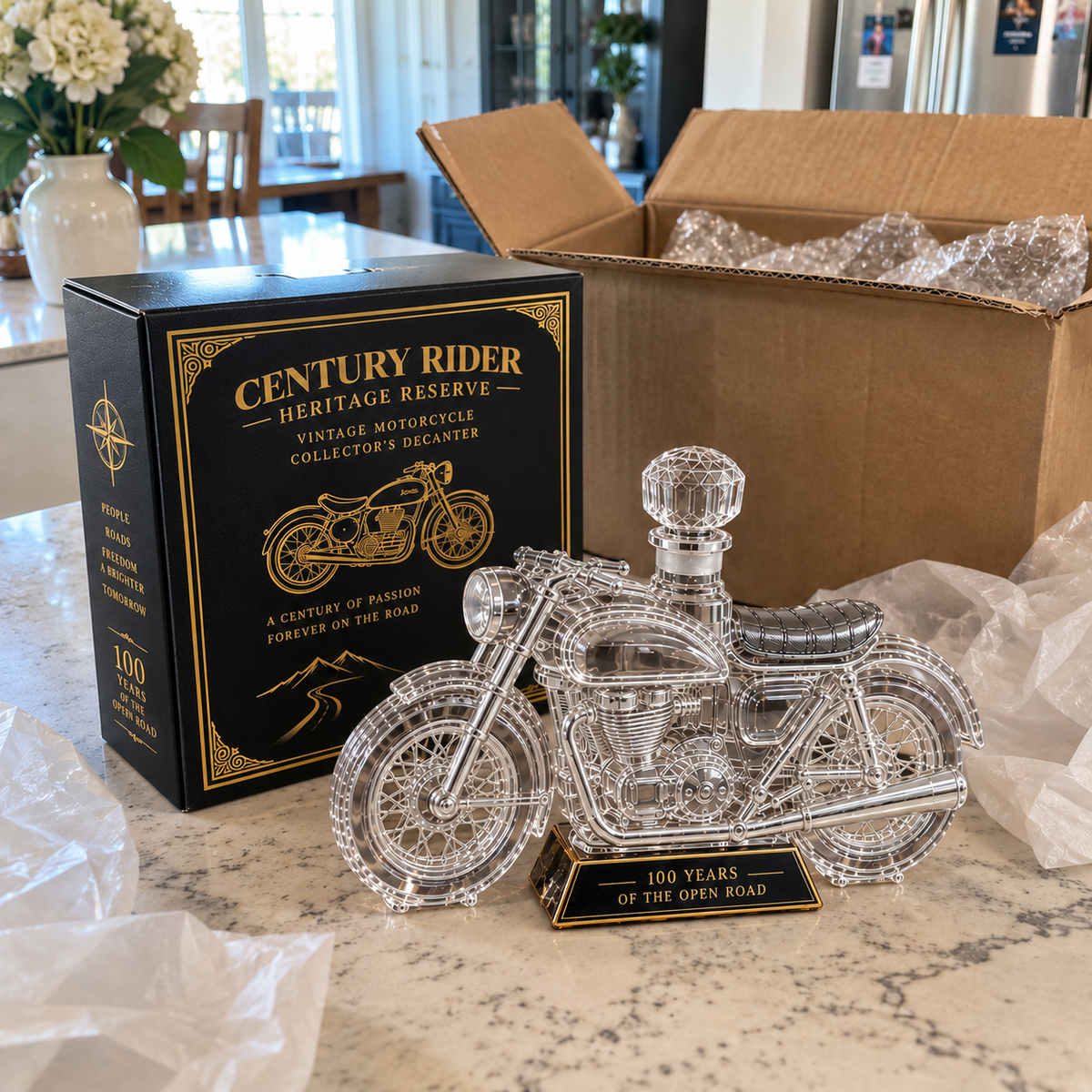 🏍️ Century Rider Heritage Reserve – 100 Years of the Open Road Commemorative Whiskey Decanter 🥃