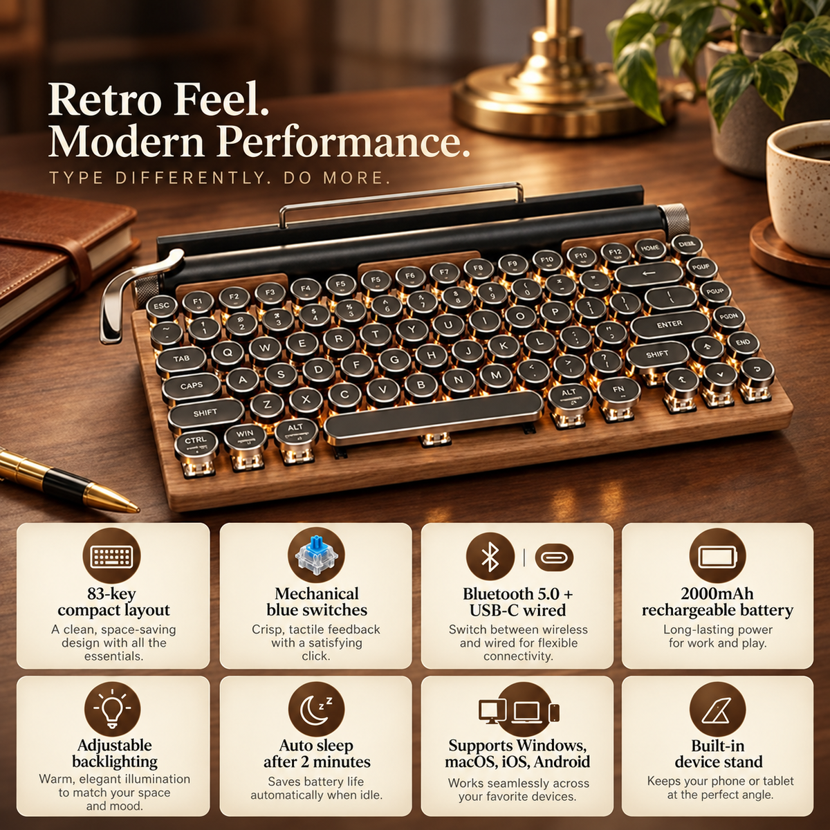 ⌨️ Retro Mechanical Keyboard – Vintage-Inspired Style for Your Desk ✨