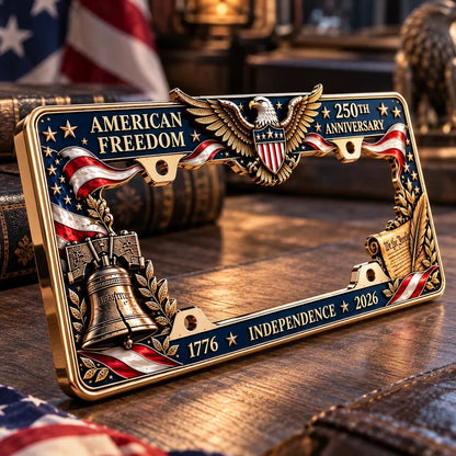 🇺🇸 America 250th Anniversary Metal License Plate Frame – Patriotic Eagle & Freedom Edition, 1776–2026 🦅