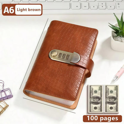 🎁🎅50% OFF!!!-Ready for Christmas!🎄PU Leather Binder Savings Notebook with 3-Digit Resettable Password Lock✉️💸Large Capacity Storage for Money & Important Items