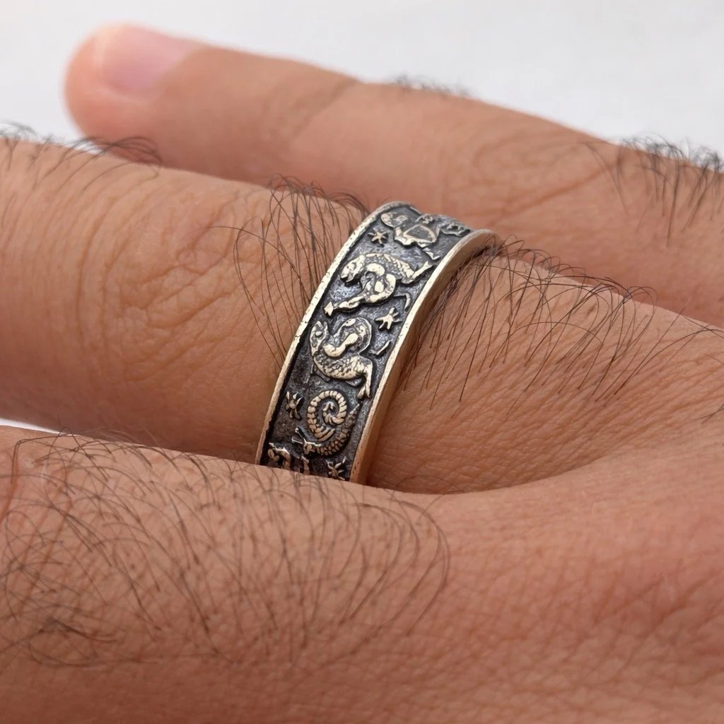 ⚔️✨Medieval Marginalia Ring – Vintage Silver Ring with Whimsical Medieval Engravings100% 925 Sliver (✨Buy 2 Free Shipping)