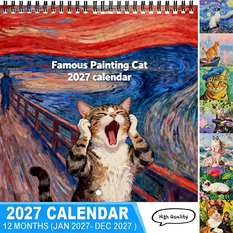 Funny Cat Meme Calendar cover with colorful artwork