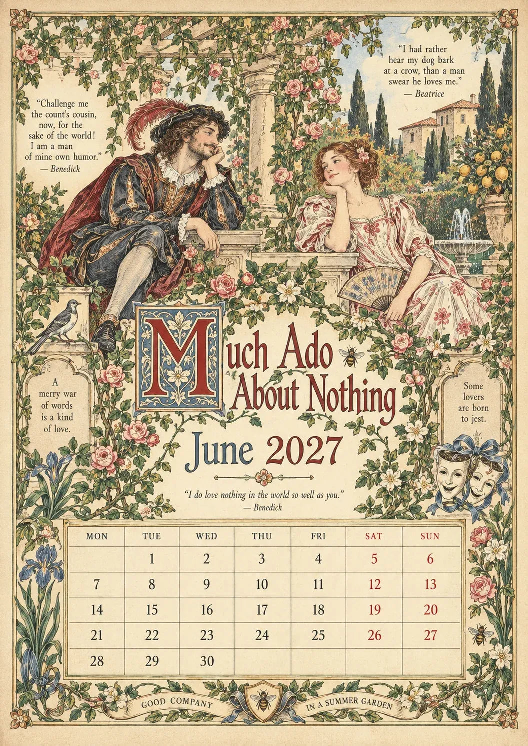 Vintage Illustrated Wall Calendar优化加上打5折 🔥 50% OFF 🎨 A Shakespearean Year 2027 – 12 Plays Through the Seasons | Vintage Illustrated Wall Calendar 📅