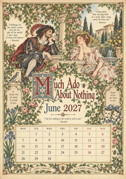 Vintage Illustrated Wall Calendar优化加上打5折 🔥 50% OFF 🎨 A Shakespearean Year 2027 – 12 Plays Through the Seasons | Vintage Illustrated Wall Calendar 📅
