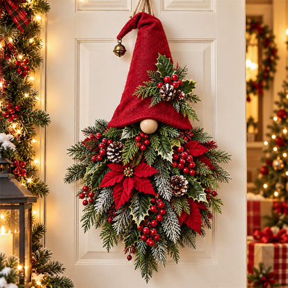 🎄🧙‍♂️ Christmas Evergreen Gnome Door Hanger – A Festive Welcome with a Greenery Beard ❤️