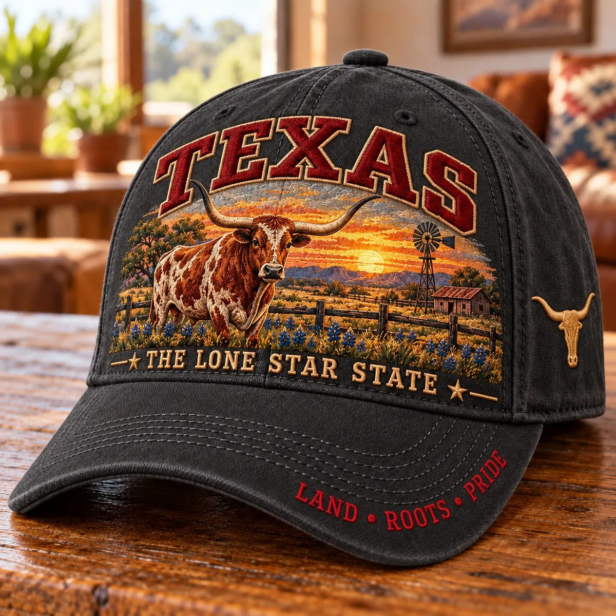 ⏳ Last Day 49% OFF – 🤠 Texas Lone Star Longhorn Cap | Cotton-Poly Blend • Detailed Embroidery • Adjustable Fit