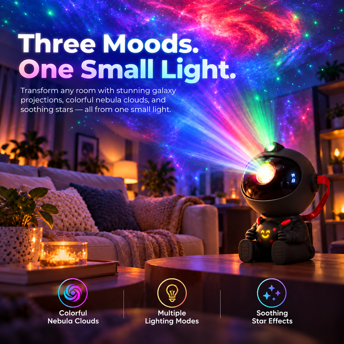 Galaxy Projector Night Light, Astronaut Starry Sky Lamp with Colorful Nebula Projection, Ambient Mood Light for Bedroom, Gaming Room, Kids & Gift Decor