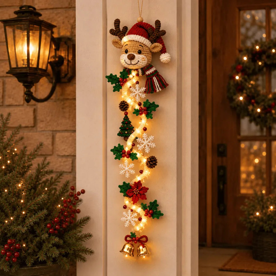 Lighted Christmas Door Hanger – 6 Festive Designs with Warm Glow & 3D Details