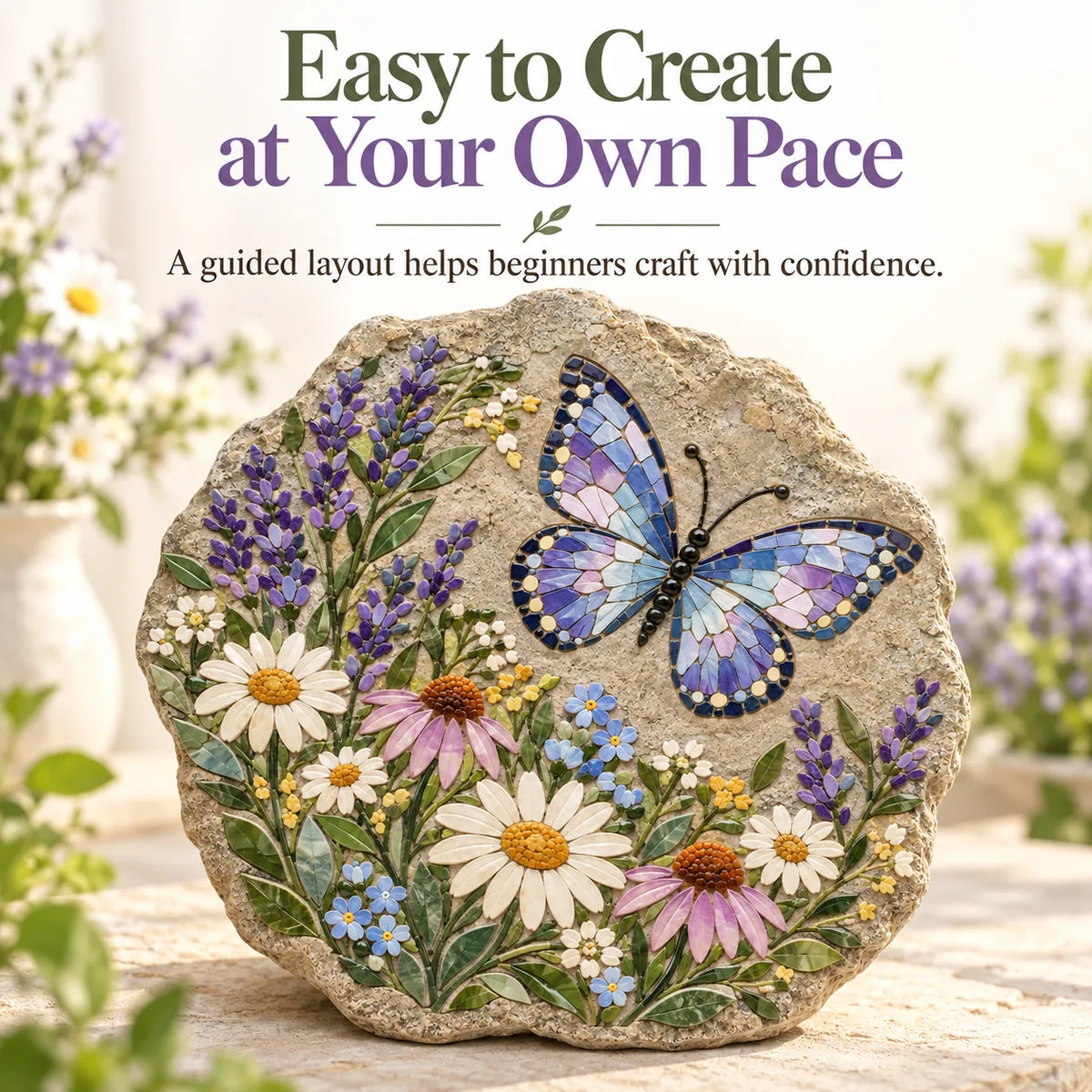 🦋 Butterfly Wildflower Mosaic Stepping Stone DIY Kit