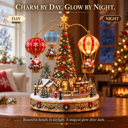 🎈 Santa’s Sky Journey – Animated Christmas Balloon Village with Lights