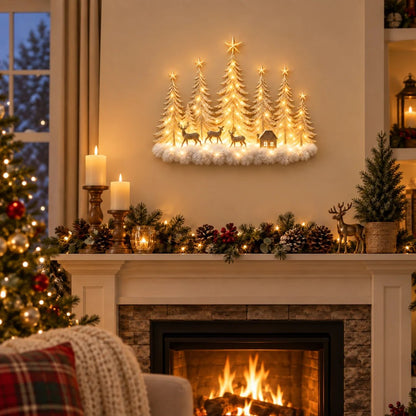 ✨ Step Into a Magical Winter Forest – Lighted Christmas Woodland Wall Decor 🎄