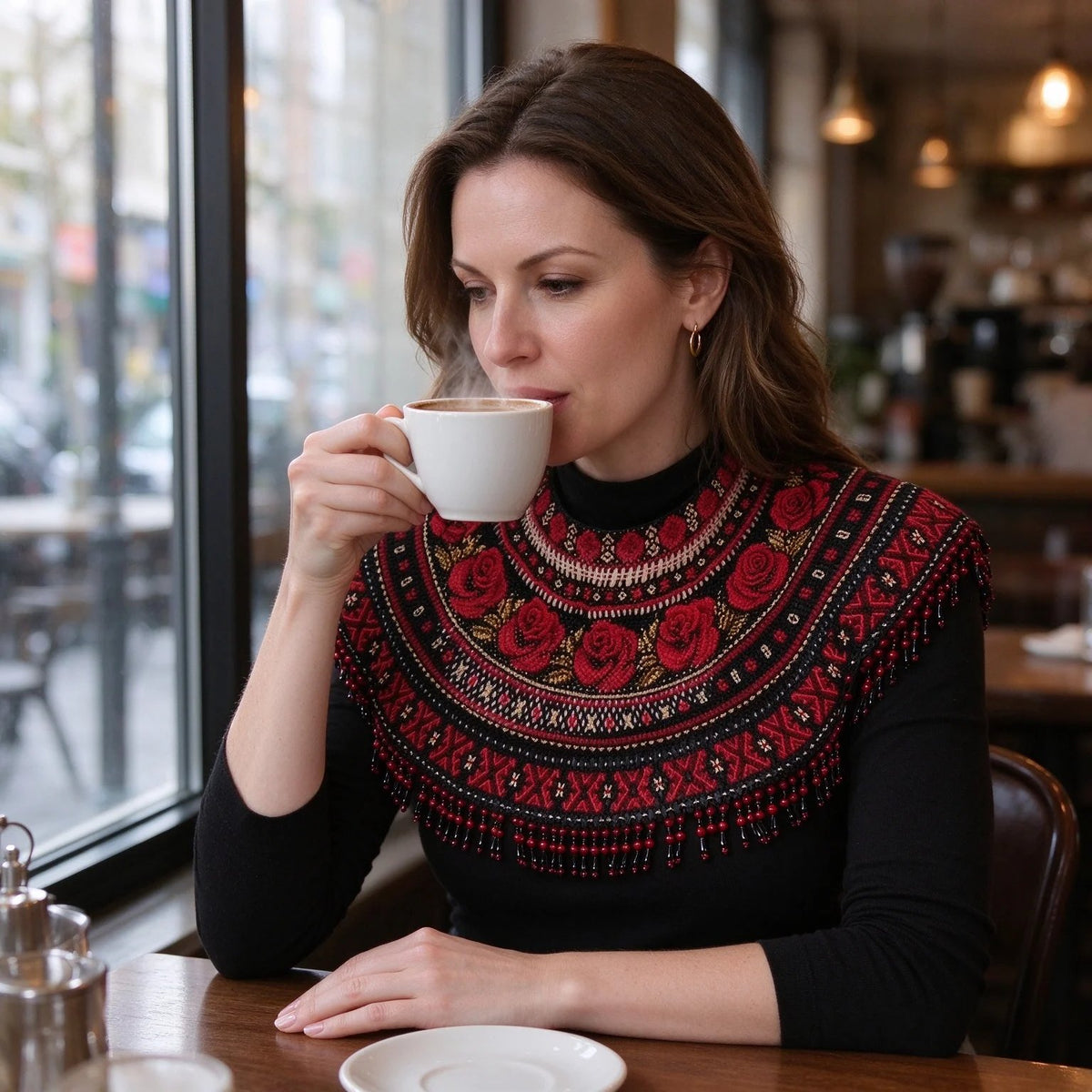 🌹Rose Embroidered Beaded Cape Collar