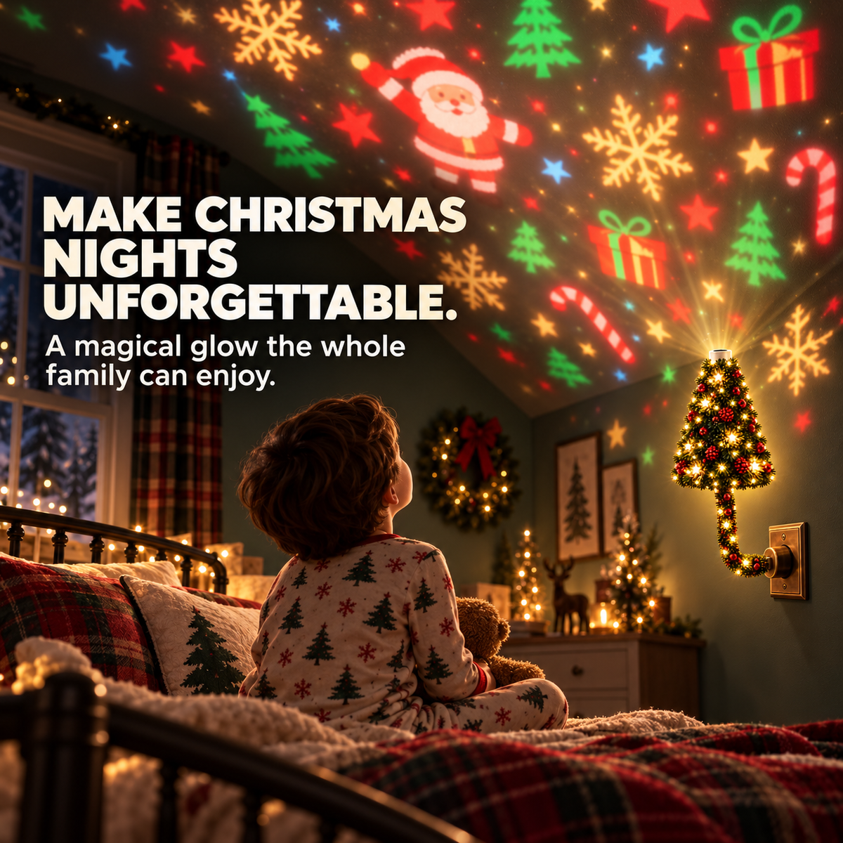 🎄✨ Plug-In Christmas Tree Projector Night Light – Instant Festive Room Glow 🌟