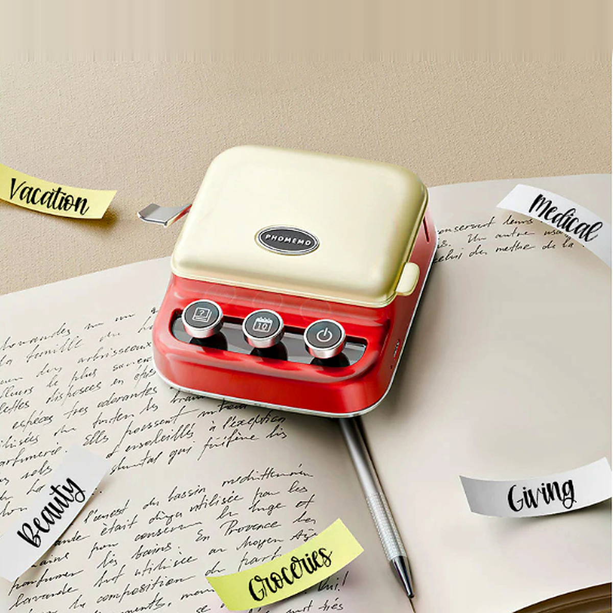 Phomemo P15 Vintage Ribbon & Label Printer – Bluetooth Thermal Transfer Personalization Printer