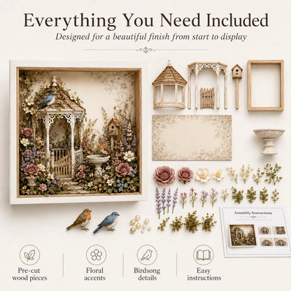 🌷DIY 3D English Cottage Garden Shadow Box Kit