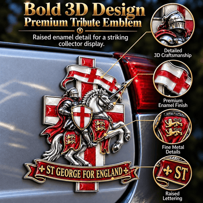 ⚔️🏇 St George for England 3D Metal Car Emblem – Carry the Legend, Show Your English Pride! 🛡️