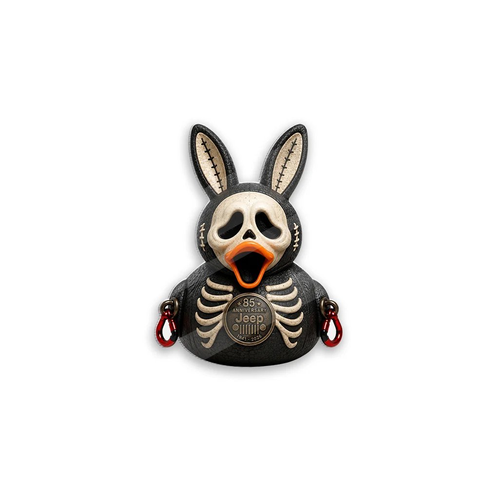 🎃 Jeep 85th Anniversary Grim Reaper Duck Magnet – Halloween Acrylic Car Décor