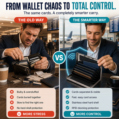 🔒 Slim RFID-Blocking Stainless Steel Card Wallet – Secure, Compact & Easy to Carry