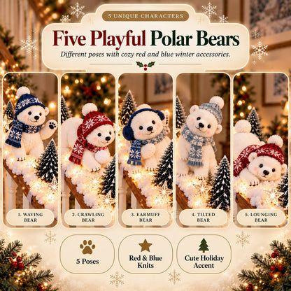 🐻‍❄️ Polar Bear Snowy Staircase Lighted Railing Décor
