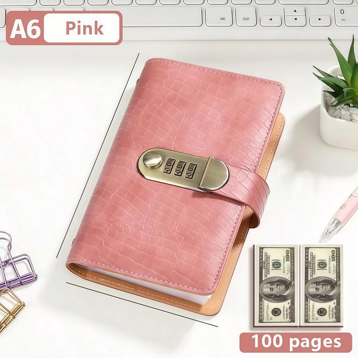 🎁🎅50% OFF!!!-Ready for Christmas!🎄PU Leather Binder Savings Notebook with 3-Digit Resettable Password Lock✉️💸Large Capacity Storage for Money & Important Items