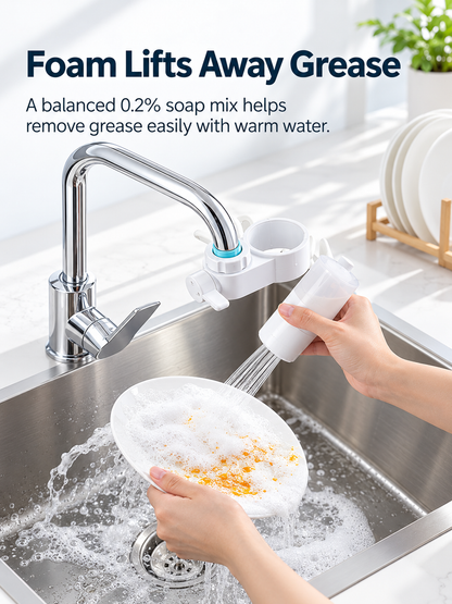 🚰🧼 Soap-Dispensing Faucet Sprayer – 3 Cleaning Modes & Pull-Out Hose