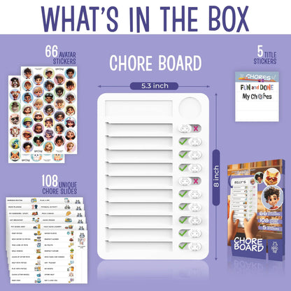 🧲 Kids Visual Routine & Chore Chart – Sliding Checklist with 120 Task Cards