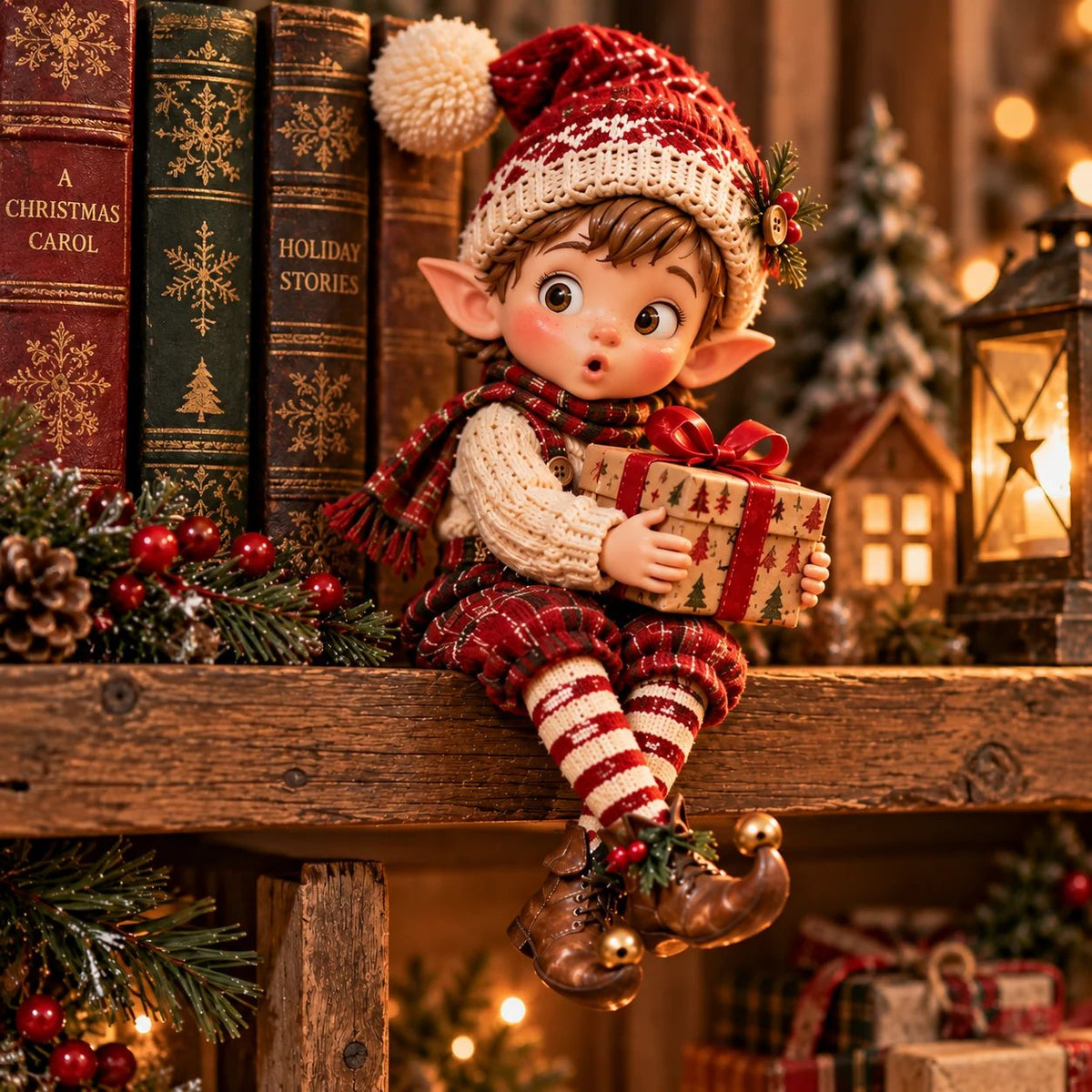 Adorable Christmas Elf Shelf Sitter Figurine