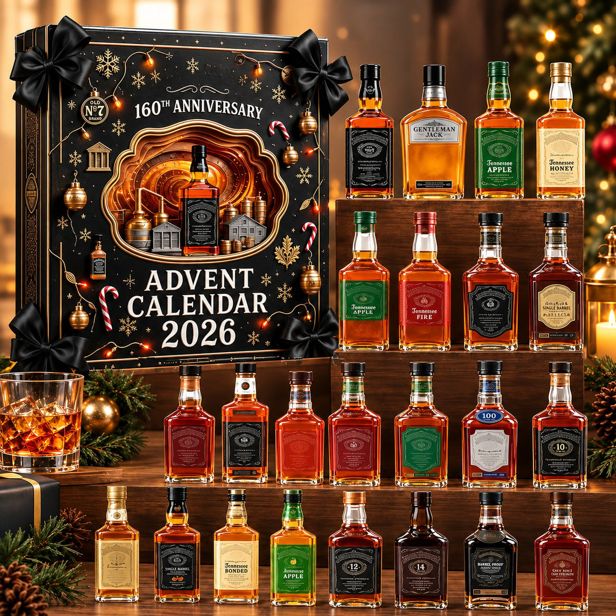 🥃 160th Anniversary Whiskey Bottle Advent Calendar 2026 – 24 Collectible Ornaments