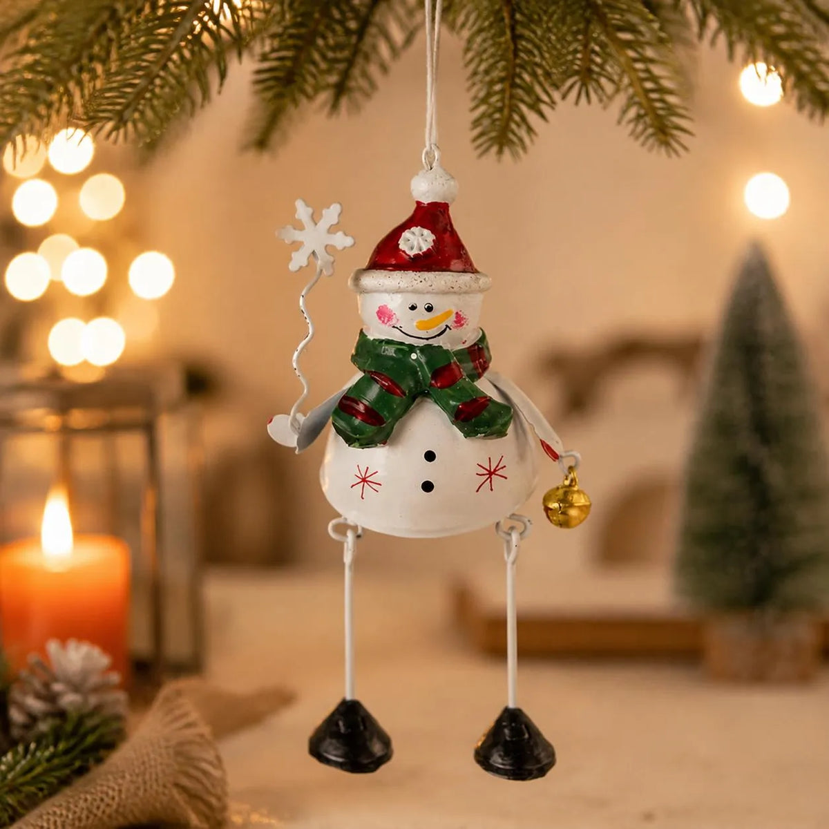 🎄✨ Hand-Painted Metal Christmas Ornaments – Playful Dangling-Leg Design 🎁