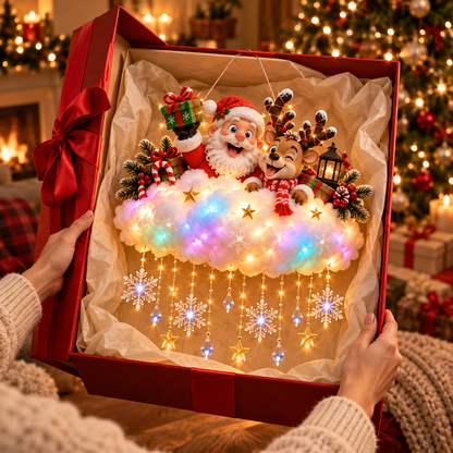 🔥 LAST DAY 50% OFF🔥 Light-Up Christmas Village Cloud Hanging Decoration with Santa, Snowman & Reindeer