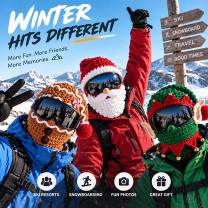 🎅 3D Christmas Knit Ski Mask – Warm Full-Face Cover in 3 Festive Styles