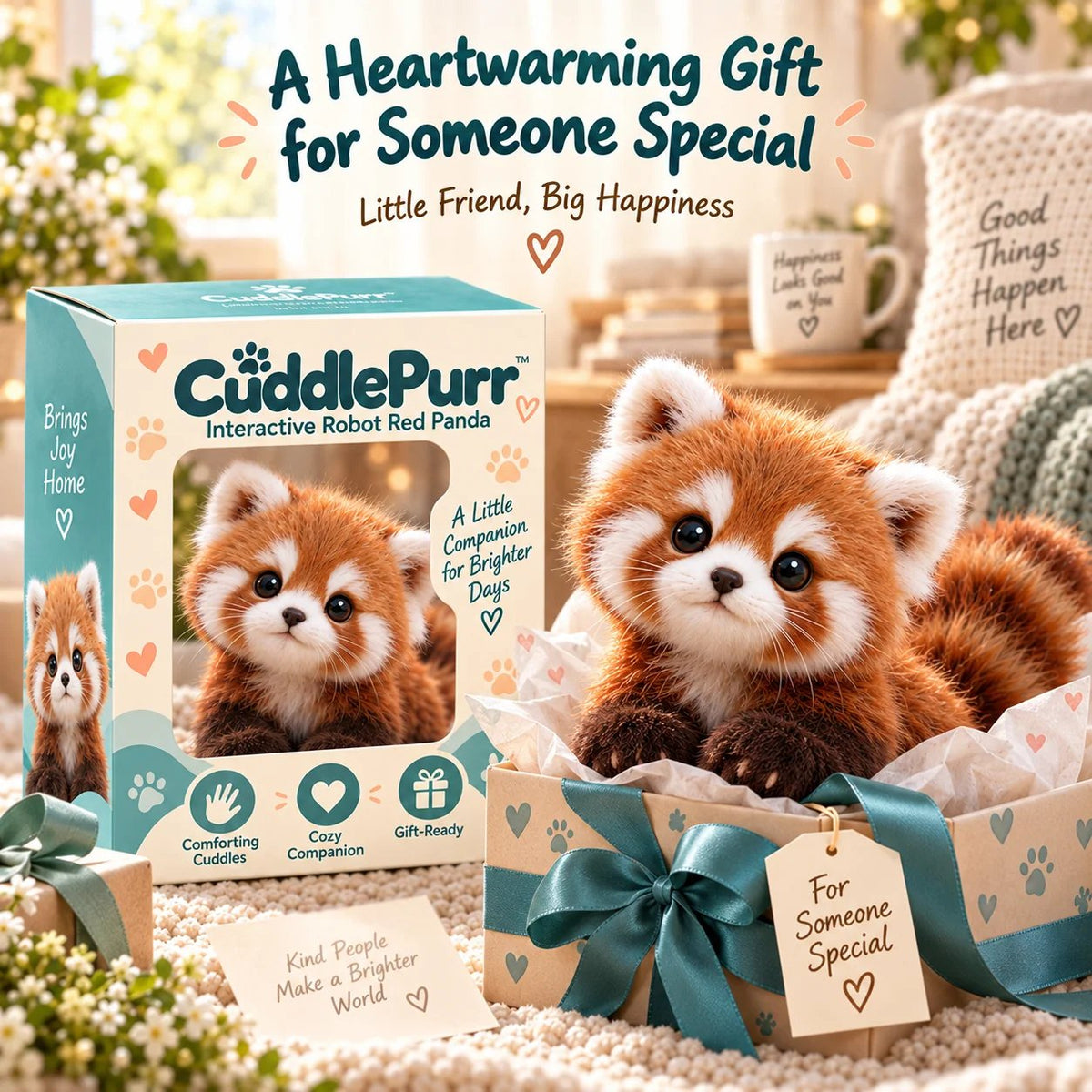 🐾🧸 CuddlePurr™ Red Panda Interactive Plush Toy – Cute Companion Stuffed Animal for Kids