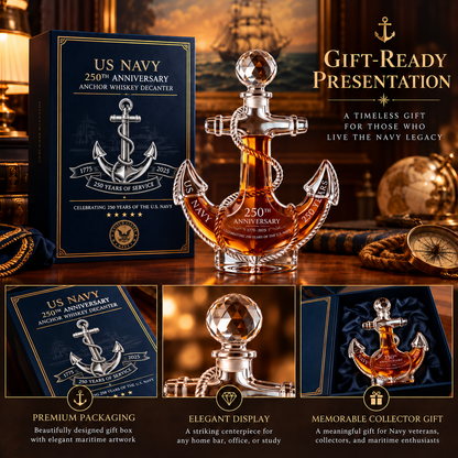 ⚓🇺🇸 U.S. Navy 250th Anniversary Anchor Whiskey Decanter 🥃