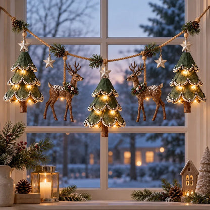⏰ LAST DAY 50% OFF - 🦌 Lighted Woodland Christmas Garland