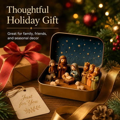 Pocket Size Mini Nativity Scene Set for Christmas Table Decor and Faith Gifts