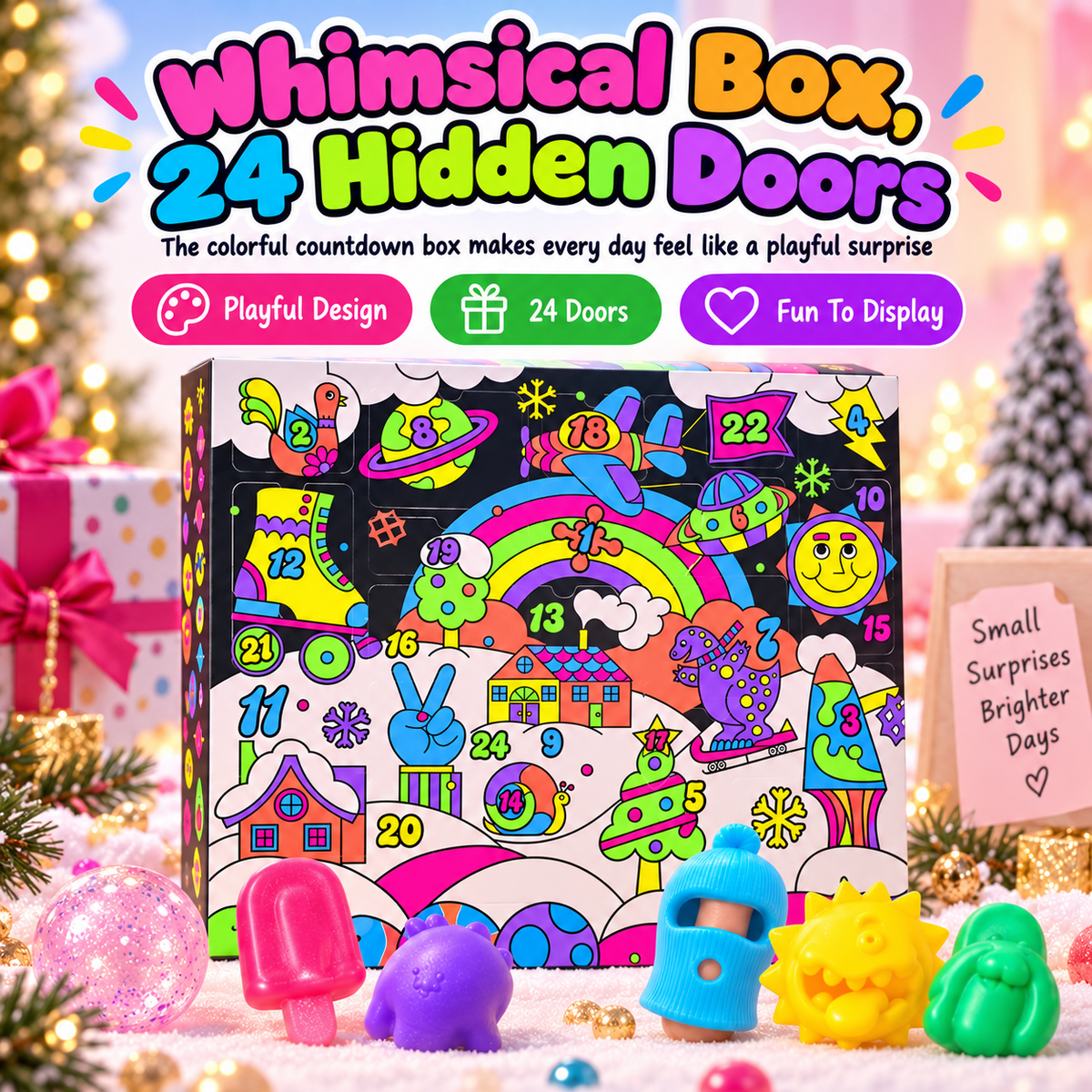 🎁 24-Day Squishy Advent Calendar – 24 Mini Fidget Surprises for Christmas