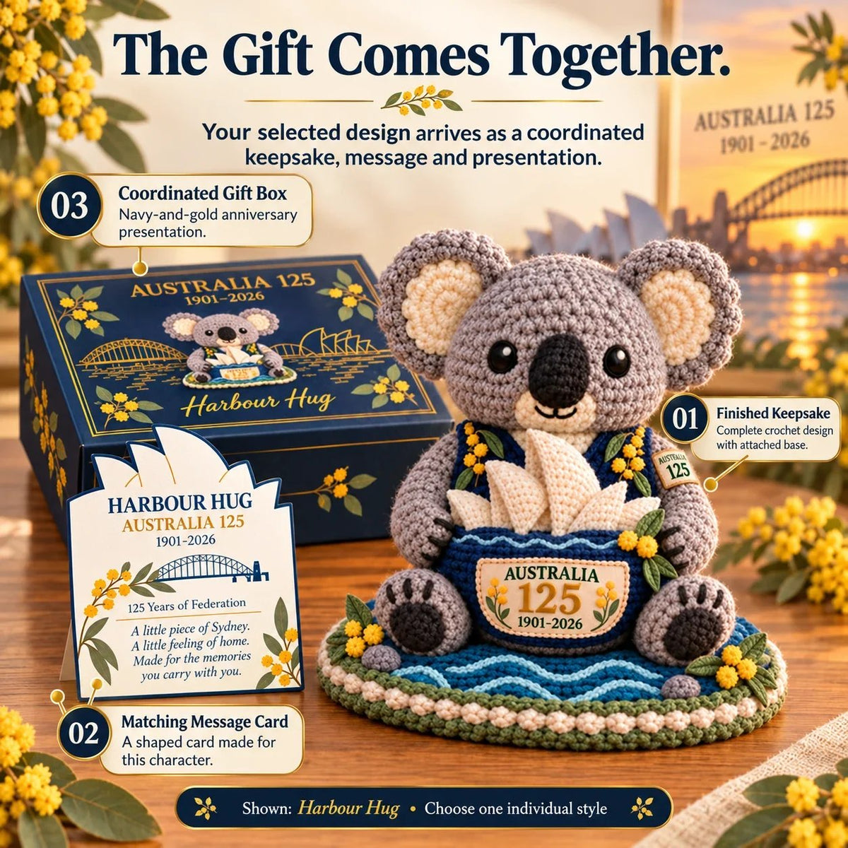🇦🇺🐨 Australia 125th Anniversary Crochet Keepsake – 3D Aussie Animal Collectible & Gift Box 🎁
