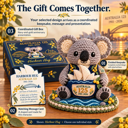 🇦🇺🐨 Australia 125th Anniversary Crochet Keepsake – 3D Aussie Animal Collectible & Gift Box 🎁