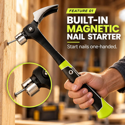 🧰 Shock-Absorbing Claw Hammer | Rust Resistant Finish, One-Handed Magnetic Nail Assist