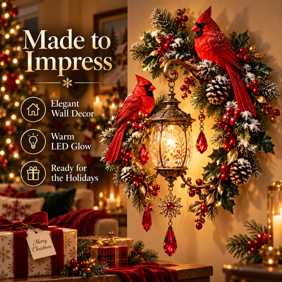 🔥Last Day 50% OFF🔥Cardinal Christmas Lantern Glow – Lighted Holiday Wall Decor