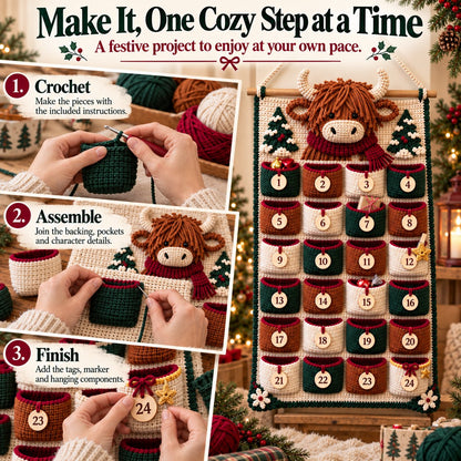 🎄 DIY Crochet Advent Calendar Kit – 24 Refillable Pockets & 4 Christmas Designs 🧶 | 45% OFF