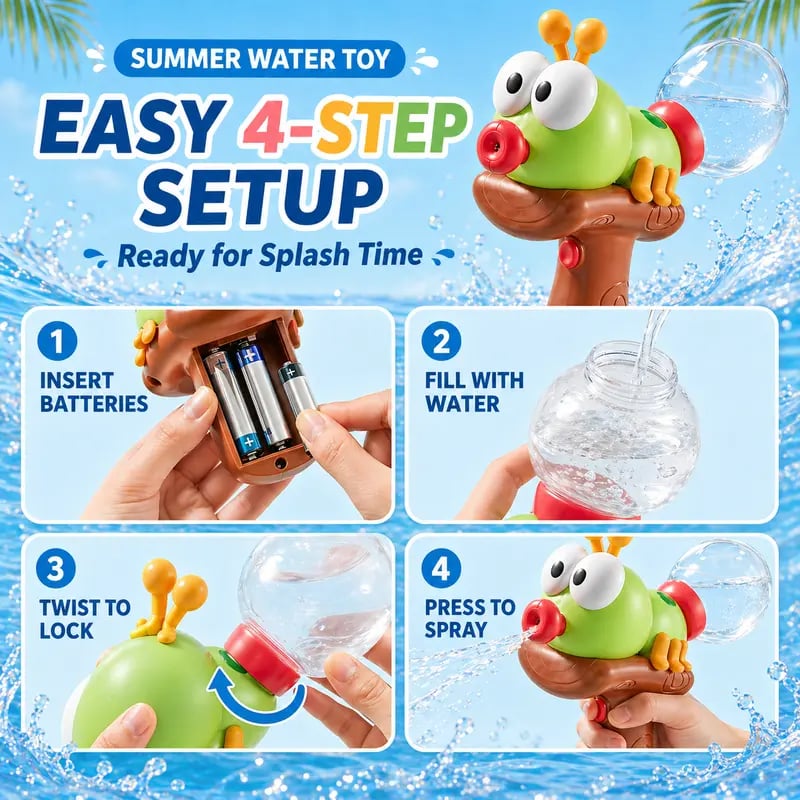 Kids Cute Caterpillar Electric Water Gun | Summer Outdoor Splash Toy 🐛💦