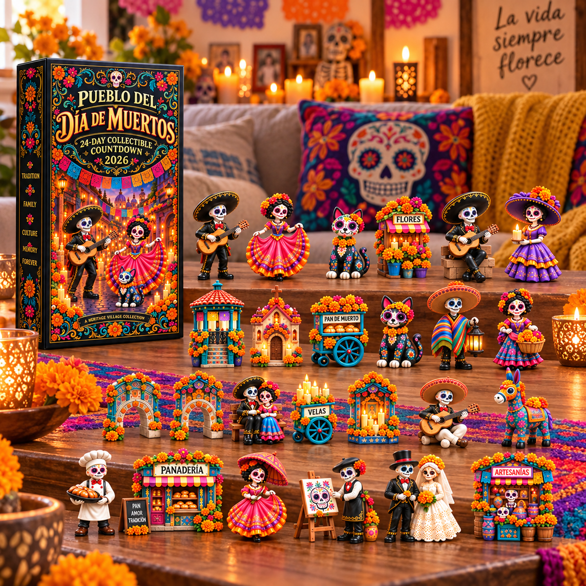 🏵 Day of the Dead Village 2026 – 24-Day Collectible Countdown Calendar with 24 Unique Miniatures