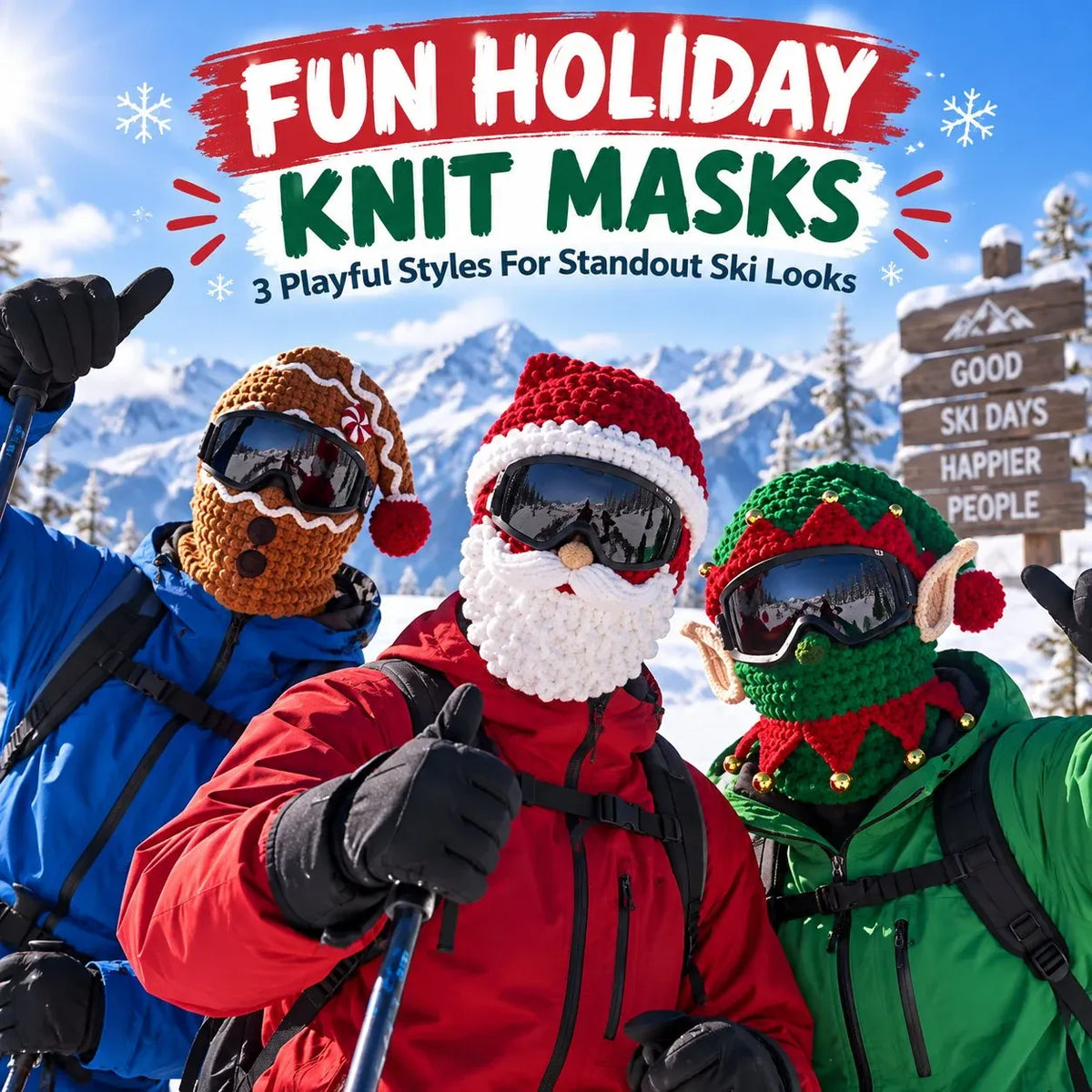 🎅 3D Christmas Knit Ski Mask – Warm Full-Face Cover in 3 Festive Styles