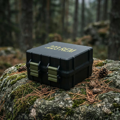 🎯 100-Round Ammo Storage Box | Waterproof Hard Shell • Caliber-Specific Slots • Dual Latches