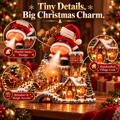 🎅 Santa’s Cheeky Christmas Village – Light-Up Mist Maker & Funny Holiday Decor ✨