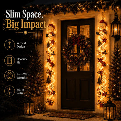 Lighted Christmas Door Hanger – 6 Festive Designs with Warm Glow & 3D Details