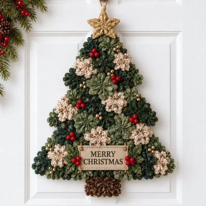 🎄 DIY Christmas Door Hanging Kit – Layered Fabric Holiday Décor