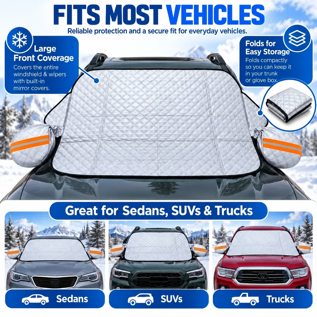 🚗 All-Season Magnetic Windshield Cover – Snow, Ice & Frost Protection