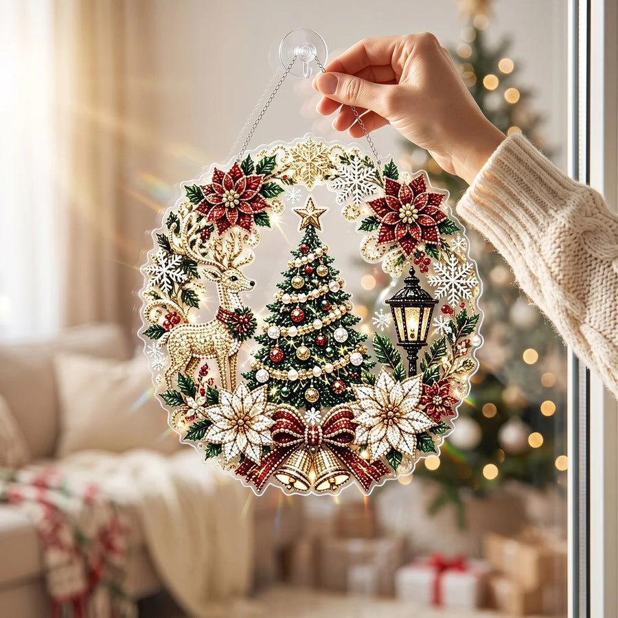 🔥 50% OFF 🎄💎 Christmas Diamond Painting Hanging Ornament – DIY Light-Catching Decor ✨